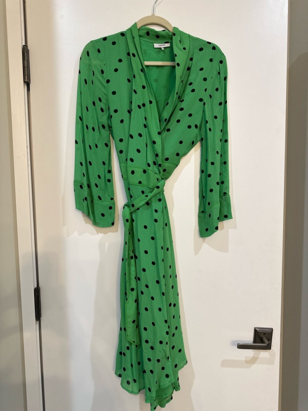Ganni Dainty Georgette Wrap Dress, size 42 - Picture 2 of 5